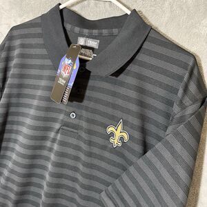 NWT New Orleans Saints NFL Team Apparel Men’s XL Polo Shirt Gray Stripe Stretch